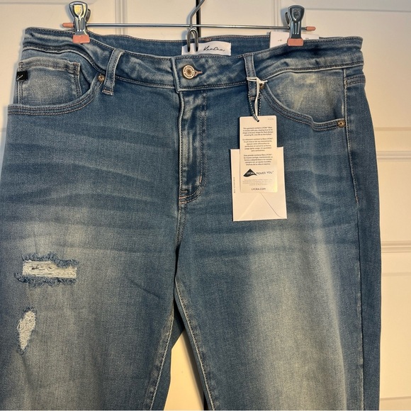 NEW Kancan Stone Wash Distressed Denim Mid Rise Super Skinny Jeans Size 13/30 - Picture 5 of 11